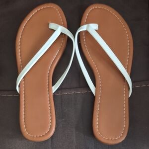 Women's Tan and White Sandals